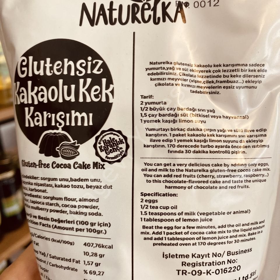 Glutensiz Kakaolu Kek Karışımı 285gr